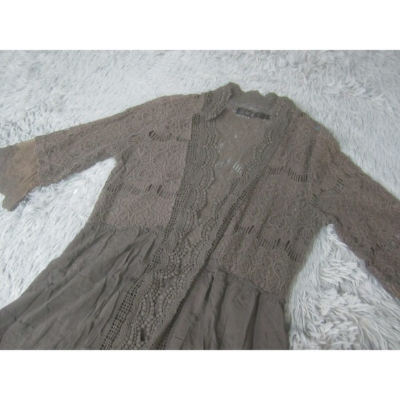 BKE Boutique Womens Top Small Brown 3/4 Sleeve Casual Tunic Blouse Open Front - Picture 2 of 8